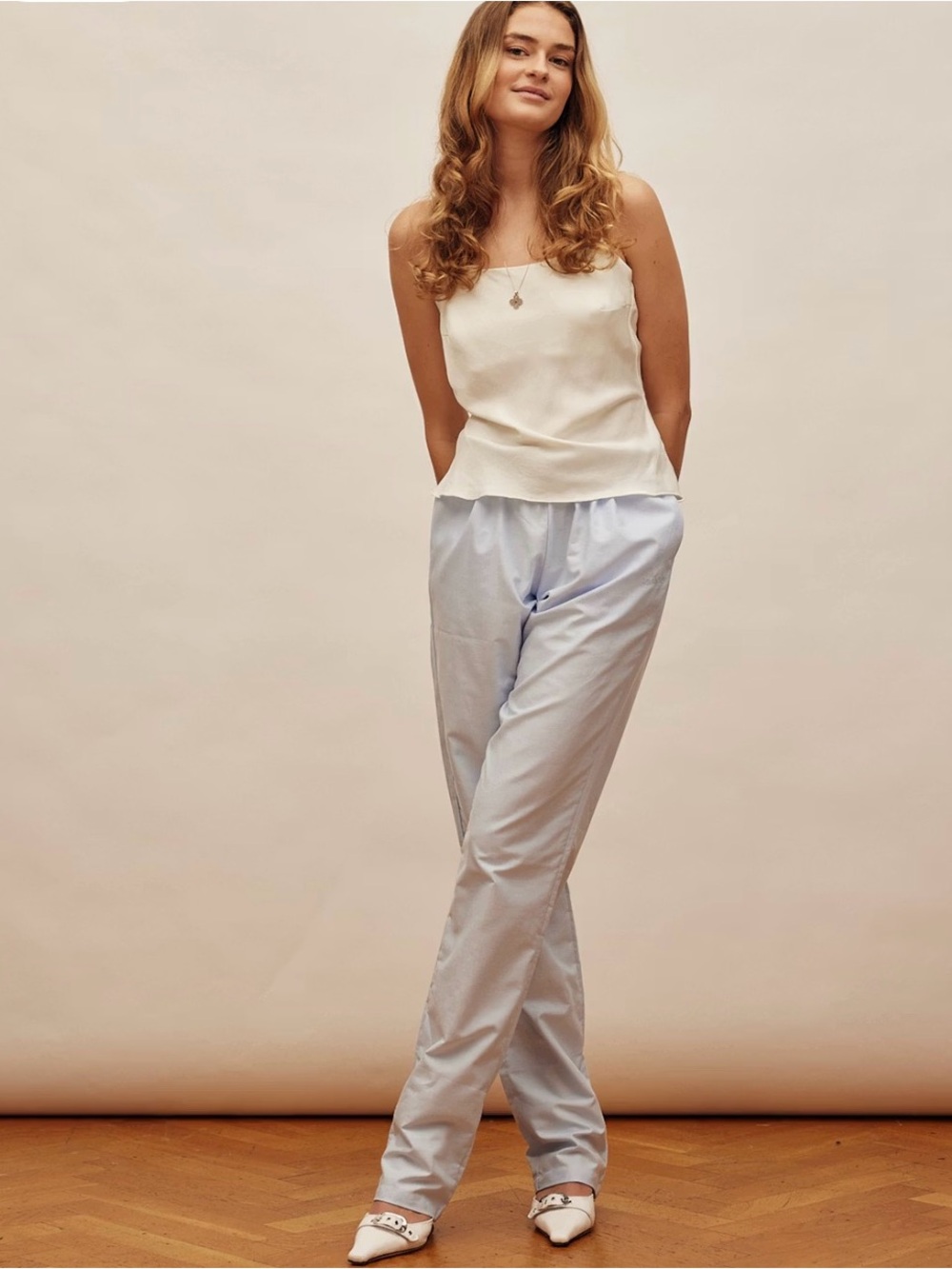 Djerf Avenue Breezy Pants Blue Tall NWT 100% Organic Cotton